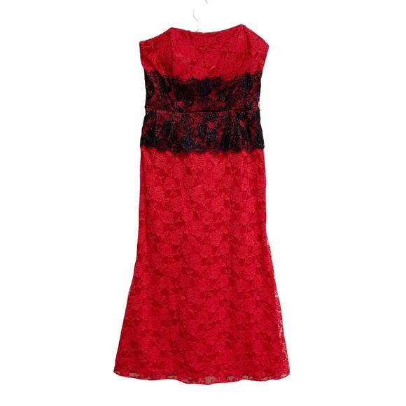 Vintage Fiesta Womens Size XL Red Black Lace Strapless Dress - Picture 2 of 7